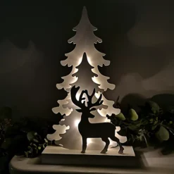 43cm Battery Operated Warm White LED Lit Wooden Christmas Reindeer Scene -Deals Christmas Decor Store 43cm battery operated warm white led lit wooden christmas reindeer scene5060907226069 03c MP