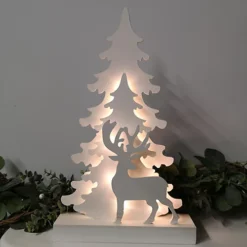43cm Battery Operated Warm White LED Lit Wooden Christmas Reindeer Scene -Deals Christmas Decor Store 43cm battery operated warm white led lit wooden christmas reindeer scene5060907226069 04c MP