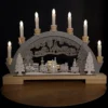 45cm Festive Christmas Candlebridge With 10 Bulbs Wooden Train Silhouette In Wood/Grey Battery Operated