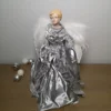 45cm Premier Christmas Tree Topper Angel Decoration In Grey And Silver