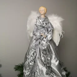 45cm Premier Christmas Tree Topper Angel Decoration In Grey And Silver -Deals Christmas Decor Store 45cm premier christmas tree topper angel decoration in grey and silver5056589194604 03c MP