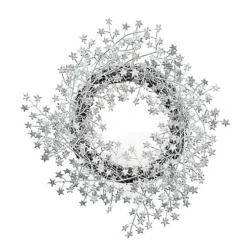 45cm Silver Glitter Effect Round Star Christmas Wreath