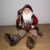 45cm Sitting Santa Claus Father Christmas Figurine With Lantern & Basket