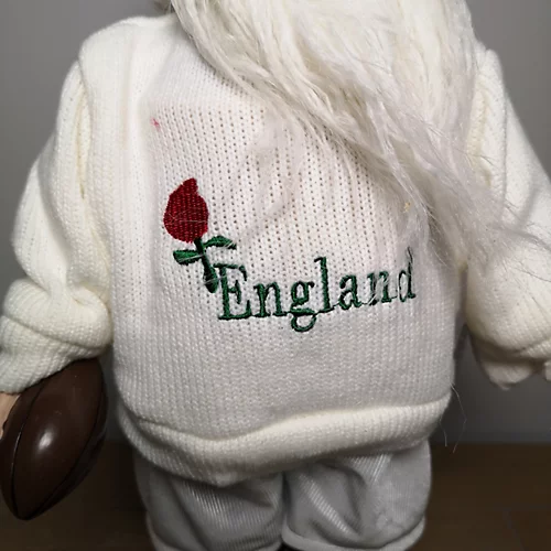 45cm Standing England Rugby Santa Claus Father Christmas Decoration In White 3 45cm Standing England Rugby Santa Claus Father Christmas Decoration In White - Image 3