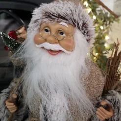 45cm Standing Santa Christmas Decoration In Brown With Sticks -Deals Christmas Decor Store 45cm standing santa christmas decoration in brown with sticks5056589110673 03c MP