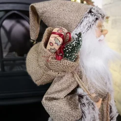 45cm Standing Santa Christmas Decoration In Brown With Sticks -Deals Christmas Decor Store 45cm standing santa christmas decoration in brown with sticks5056589110673 04c MP
