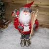 45cm Standing Santa Claus Father Christmas Figurine With Snowman Jumper And Skis