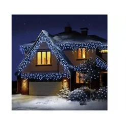 480 LED Blue & White Snowing Icicle Lights Timer Christmas Lights 11.8M Lit Length