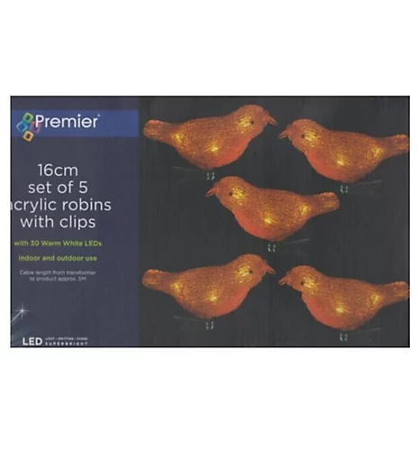 5 Acrylic Christmas Robin Lights Clip On Christmas Robins Warm White LEDs 16cm 3 5 Acrylic Christmas Robin Lights Clip On Christmas Robins Warm White LEDs 16cm - Image 3