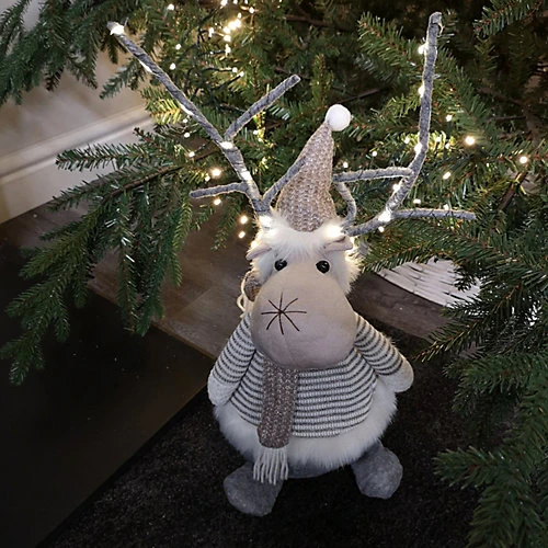 50cm Plush Light Up Reindeer Christmas Decoration With Warm White LEDs 3 50cm Plush Light Up Reindeer Christmas Decoration With Warm White LEDs - Image 3