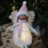 50cm Premier Christmas Lit Sitting Angel Decoration With Dangly Legs In Pink