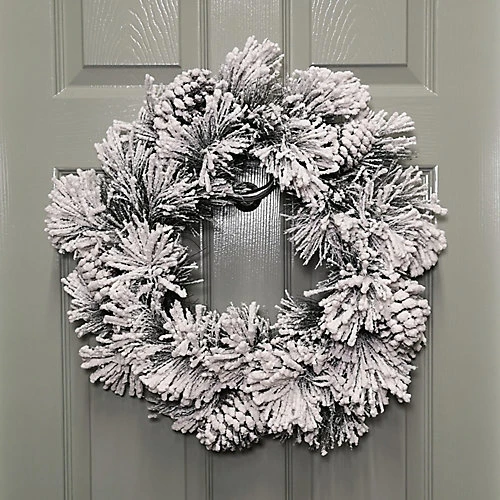 50cm Premier Christmas Snow Flocked Door Wreath 2 50cm Premier Christmas Snow Flocked Door Wreath - Image 2