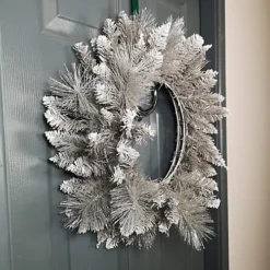 50cm Premier Snow Tipped Silver Christmas Glitter Door Wreath Decoration -Deals Christmas Decor Store 50cm premier snow tipped silver christmas glitter door wreath decoration5056589195441 04c MP