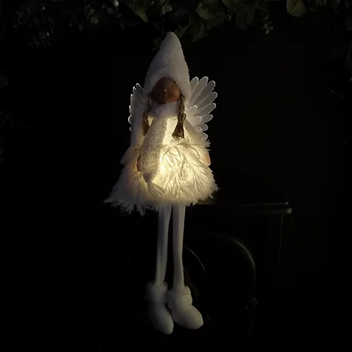 50cm Sitting White Angel Christmas Decoration With Warm White LEDs 2 50cm Sitting White Angel Christmas Decoration With Warm White LEDs - Image 2