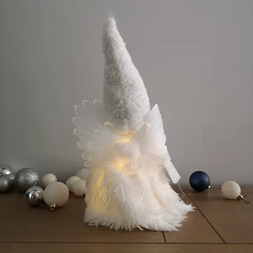 50cm Sitting White Angel Christmas Decoration With Warm White LEDs 3 50cm Sitting White Angel Christmas Decoration With Warm White LEDs - Image 3