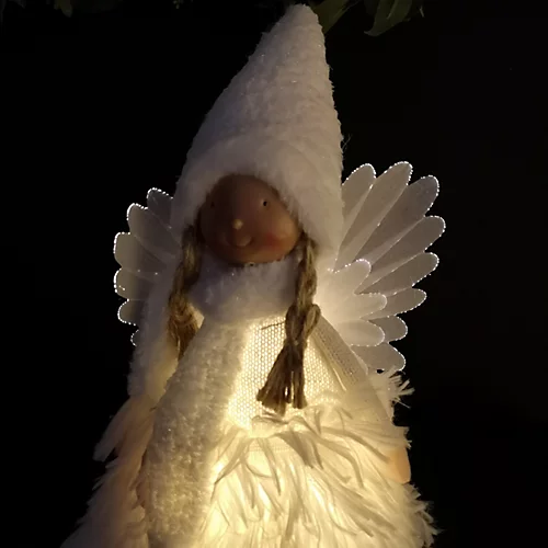 50cm Sitting White Angel Christmas Decoration With Warm White LEDs 4 50cm Sitting White Angel Christmas Decoration With Warm White LEDs - Image 4
