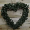 50cm X 55cm Luxury Heart Shaped Pine Christmas Door Wreath In Plain Green
