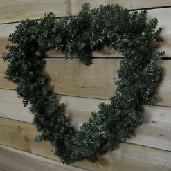 50cm X 55cm Luxury Heart Shaped Pine Christmas Door Wreath In Plain Green -Deals Christmas Decor Store 50cm x 55cm luxury heart shaped pine christmas door wreath in plain green5056589197858 03c MP