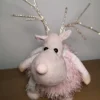 52cm Battery Operated Plush Pink Christmas Reindeer With LED Lit Antlers