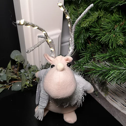 52cm Battery Operated Plush White Christmas Reindeer With LED Lit Antlers 1 52cm Battery Operated Plush White Christmas Reindeer With LED Lit Antlers