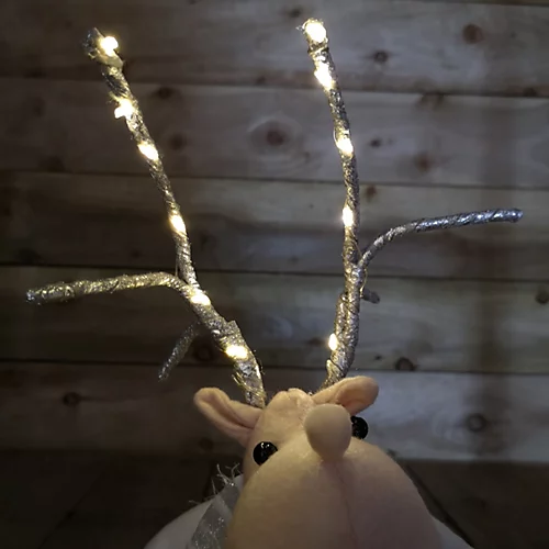 52cm Battery Operated Plush White Christmas Reindeer With LED Lit Antlers 2 52cm Battery Operated Plush White Christmas Reindeer With LED Lit Antlers - Image 2