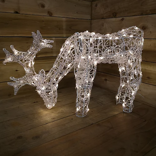 53cm 100 LED Christmas Reindeer Animated Flash Effect Acrylic Outdoor Figure In Warm White 3 53cm 100 LED Christmas Reindeer Animated Flash Effect Acrylic Outdoor Figure In Warm White - Image 3