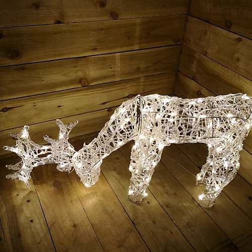 53cm 100 LED Christmas Reindeer Animated Flash Effect Acrylic Outdoor Figure In Warm White 4 53cm 100 LED Christmas Reindeer Animated Flash Effect Acrylic Outdoor Figure In Warm White - Image 4