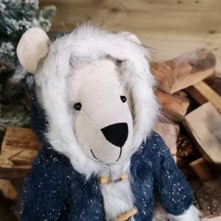 53cm Sitting Plush Christmas Winter Polar Bear With Blue Coat And Fur Trim -Deals Christmas Decor Store 53cm sitting plush christmas winter polar bear with blue coat and fur trim5060907228346 02c MP