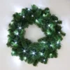 55cm Pre-Lit Green Christmas Wreath Alaskan Pine With 30 Ice White LEDs