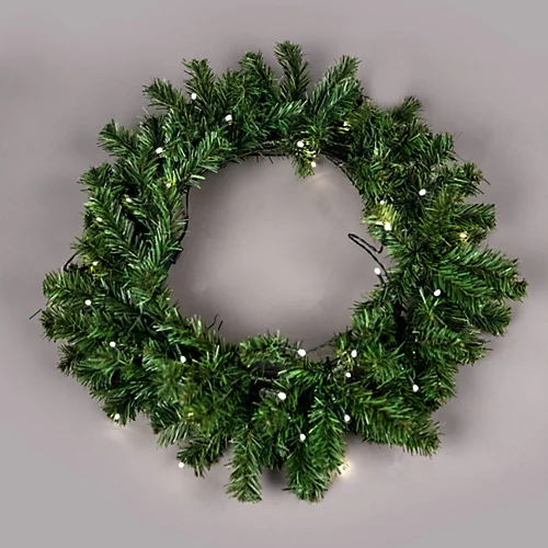 55cm Pre-Lit Green Christmas Wreath Alaskan Pine With 30 Warm White LEDs 2 55cm Pre-Lit Green Christmas Wreath Alaskan Pine With 30 Warm White LEDs - Image 2