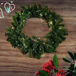 55cm Pre-Lit Green Christmas Wreath Alaskan Pine With 30 Warm White LEDs 7 55cm Pre-Lit Green Christmas Wreath Alaskan Pine With 30 Warm White LEDs -Deals Christmas Decor Store 55cm pre lit green christmas wreath alaskan pine with 30 warm white leds5056141030142 04c MP