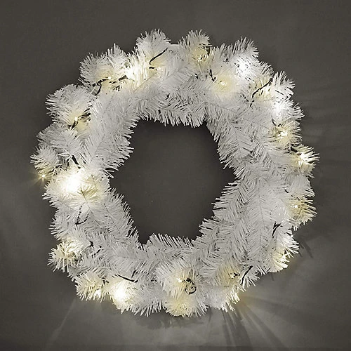 55cm Prelit Alaskan Pine White Christmas Wreath 3 55cm Prelit Alaskan Pine White Christmas Wreath - Image 3