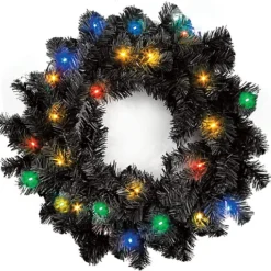 55cm Prelit Imperial Pine Black Christmas Wreath