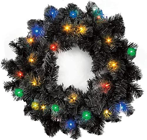 55cm Prelit Imperial Pine Black Christmas Wreath 2 55cm Prelit Imperial Pine Black Christmas Wreath - Image 2