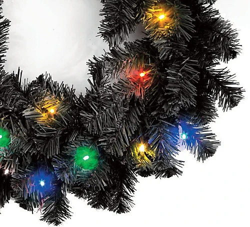 55cm Prelit Imperial Pine Black Christmas Wreath 4 55cm Prelit Imperial Pine Black Christmas Wreath - Image 4