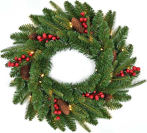 55cm Various Tips Christmas Wreath Decorated With Pine Berries 1 55cm Various Tips Christmas Wreath Decorated With Pine Berries