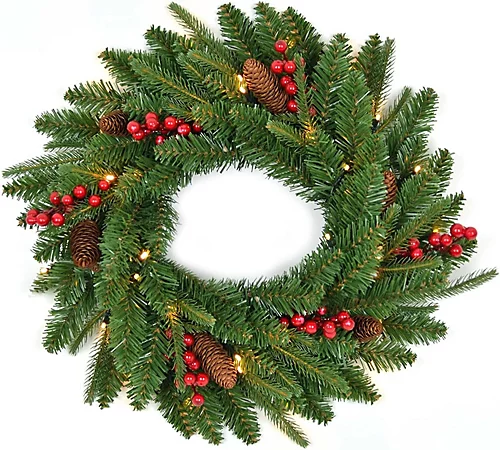 55cm Various Tips Christmas Wreath Decorated With Pine Berries 2 55cm Various Tips Christmas Wreath Decorated With Pine Berries - Image 2