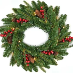55cm Various Tips Christmas Wreath Decorated With Pine Berries 7 55cm Various Tips Christmas Wreath Decorated With Pine Berries -Deals Christmas Decor Store 55cm various tips christmas wreath decorated with pine berries5056141000527 04c MP
