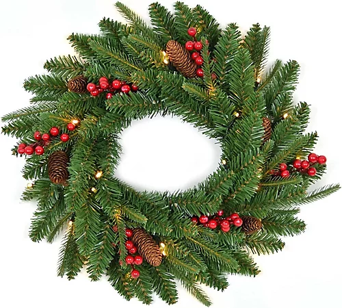 55cm Various Tips Christmas Wreath Decorated With Pine Berries 4 55cm Various Tips Christmas Wreath Decorated With Pine Berries - Image 4