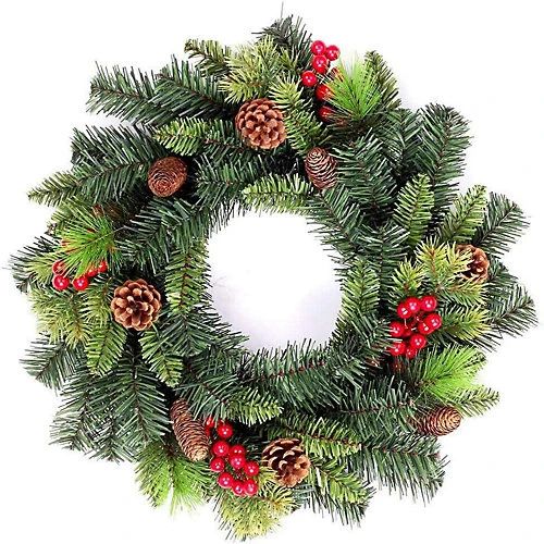 55cm Various Tips Green Christmas Wreath Frosted Tips 2 55cm Various Tips Green Christmas Wreath Frosted Tips - Image 2