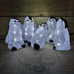 5pcs 13cm Acrylic Light Up Christmas Penguin Decoration With 30 White LEDs