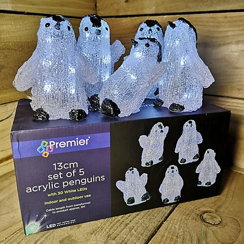 5pcs 13cm Acrylic Light Up Christmas Penguin Decoration With 30 White LEDs 2 5pcs 13cm Acrylic Light Up Christmas Penguin Decoration With 30 White LEDs - Image 2
