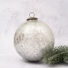 6" XXL Silver Crackle Glass Christmas Ornament