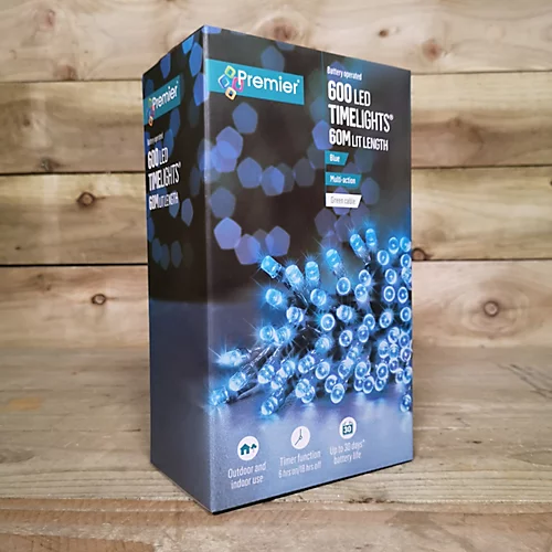 600 LED 60m Premier Christmas Indoor Outdoor Multi Function Battery Operated String Lights With Timer In Blue 2 600 LED 60m Premier Christmas Indoor Outdoor Multi Function Battery Operated String Lights With Timer In Blue - Image 2