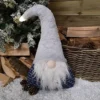 60cm Festive Christmas Light Up Lit Sitting Christmas Gonk With Grey Hat And Blue Body