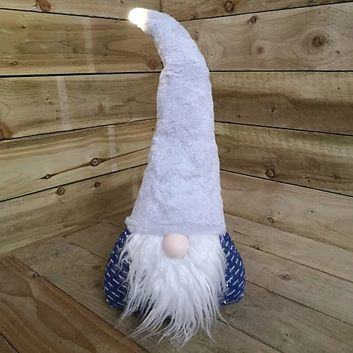 60cm Festive Christmas Light Up Lit Sitting Christmas Gonk With Grey Hat And Blue Body 3 60cm Festive Christmas Light Up Lit Sitting Christmas Gonk With Grey Hat And Blue Body - Image 3