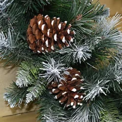 60cm Frosted Glacier Christmas Wreath With Pine Cones -Deals Christmas Decor Store 60cm frosted glacier christmas wreath with pine cones5056589198244 04c MP