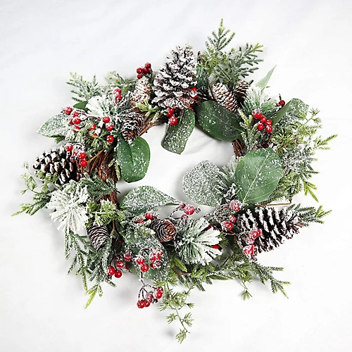 60cm Frosty Green Christmas Wreath 2 60cm Frosty Green Christmas Wreath - Image 2