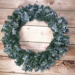 60cm Plain Green Christmas Wreath With 160 Tips In Snow Effect -Deals Christmas Decor Store 60cm plain green christmas wreath with 160 tips in snow effect5056589195656 04c MP