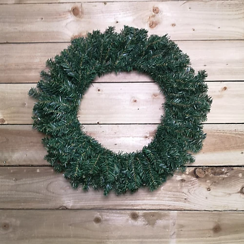 60cm Plain Green Christmas Wreath With 180 Tips 2 60cm Plain Green Christmas Wreath With 180 Tips - Image 2